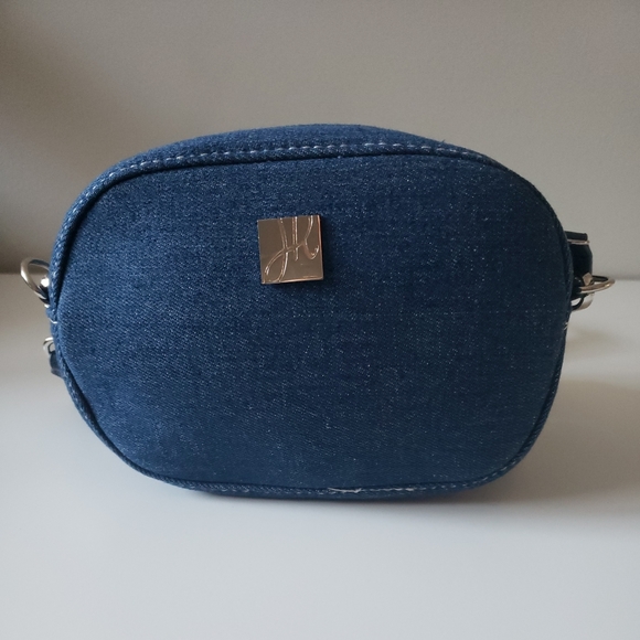 Joseph Ribkoff Denim Crossbody Purse w/ Logo Belt Strap Small Dainty fanny pack - Picture 4 of 9
